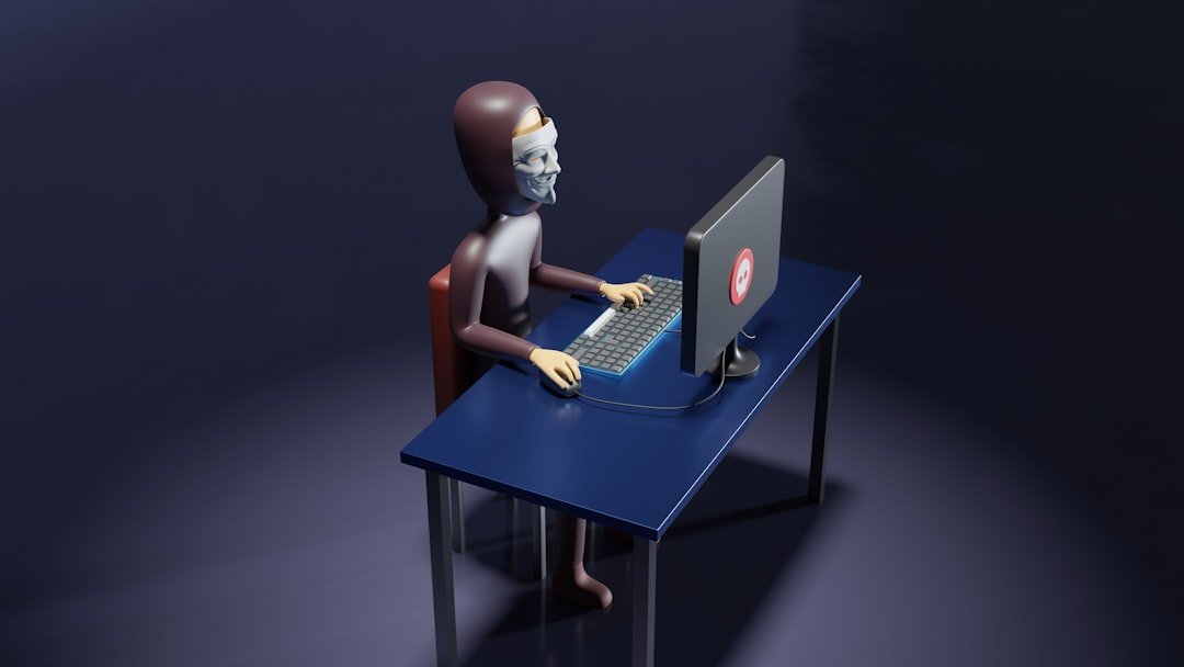 Hacker cibernético em um ambiente escuro com telas de código